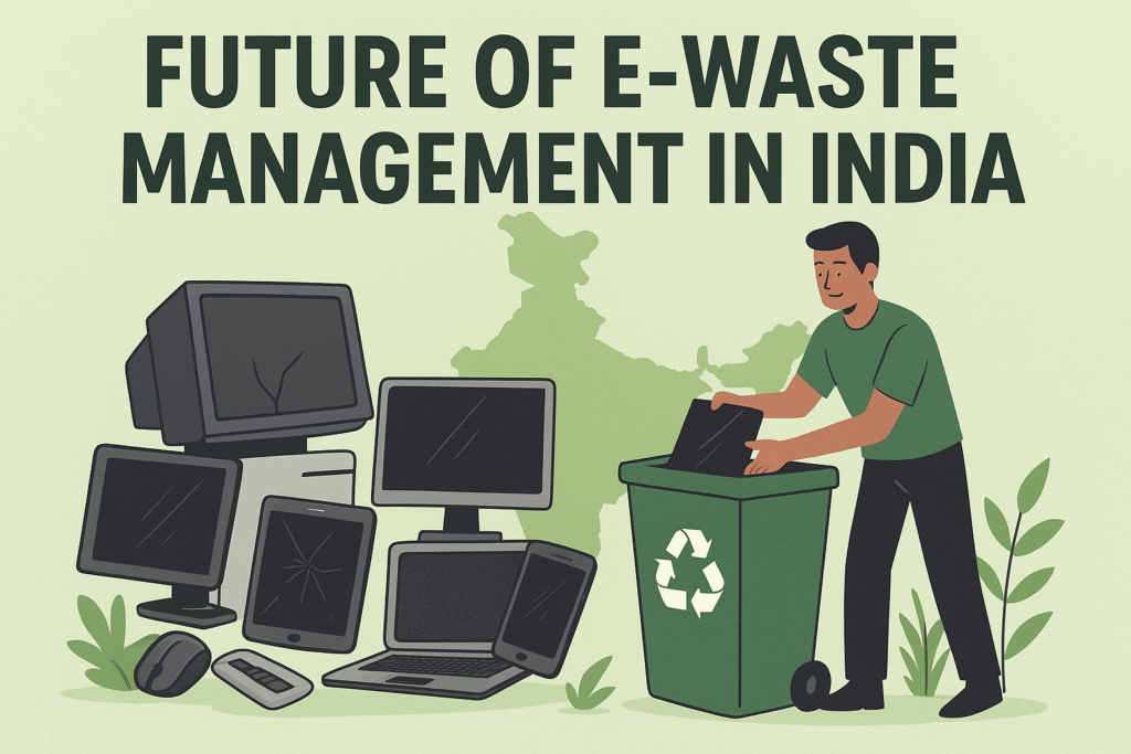 Workers safely recycling electronic waste under formal E-Waste Management in India initiatives for a cleaner environment